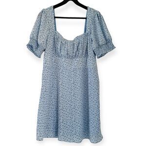 Trixxi Blue White Floral Puff Sleeve Dress Size 12
